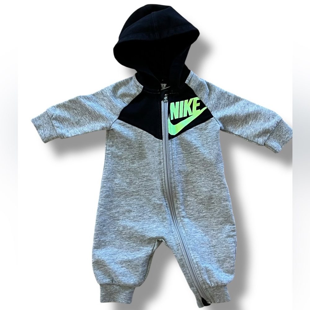 Nike Baby Gray Black Neon Green Bodysuit Sweats Union Suit Streetwear